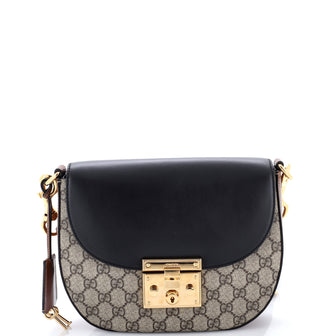 Gucci Padlock Saddle Shoulder Bag GG Coated Canvas and Leather Medium