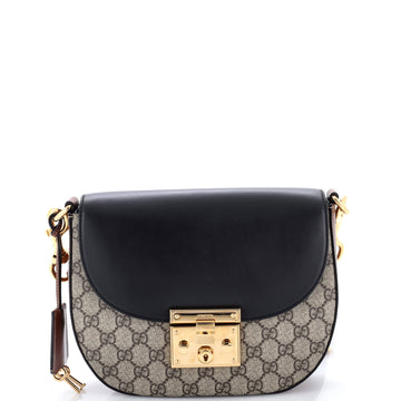 Gucci Padlock Saddle Shoulder Bag GG Coated Canvas and Leather Medium