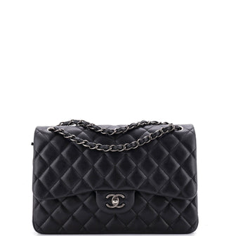 Chanel Classic Double Flap Bag Quilted Caviar Jumbo