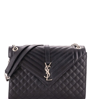 Saint Laurent Classic Monogram Envelope Satchel Mixed Matelasse Leather Large
