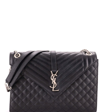 Saint Laurent Classic Monogram Envelope Satchel Mixed Matelasse Leather Large