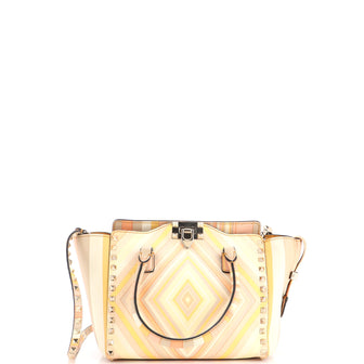 Valentino Garavani 1975 Rockstud Tote Striped Leather Small