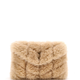 Saint Laurent LouLou Puffer Clutch Matelasse Chevron Shearling Small