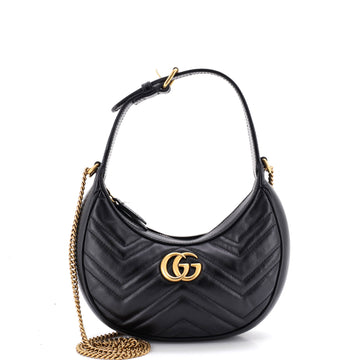 Gucci GG Marmont Half Moon Hobo Matelasse Leather Mini