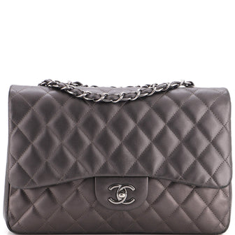Chanel Vintage Classic Single Flap Bag Quilted Lambskin Jumbo