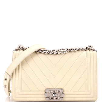 Chanel Boy Flap Bag Chevron Lambskin Old Medium