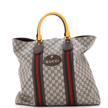 Gucci Neo Vintage Web Soft Tote GG Coated Canvas Tall