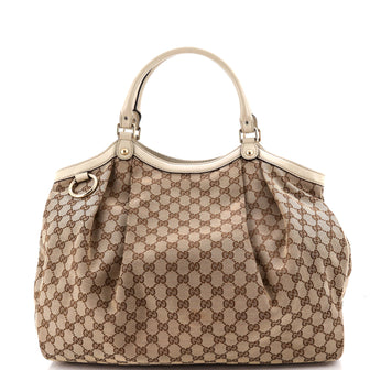 Gucci Sukey Tote GG Canvas with Leather Large