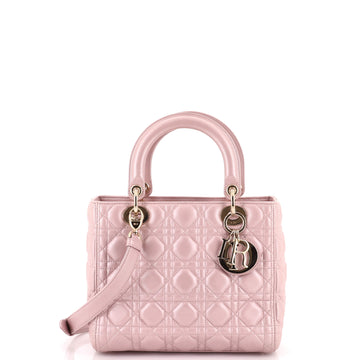Christian Dior Lady Dior Bag Cannage Quilt Metallic Leather Medium
