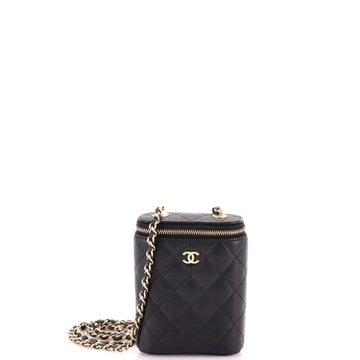 Chanel Vertical Classic Vanity Case with Chain Quilted Caviar Small