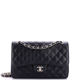 Chanel Classic Double Flap Bag Quilted Caviar Jumbo