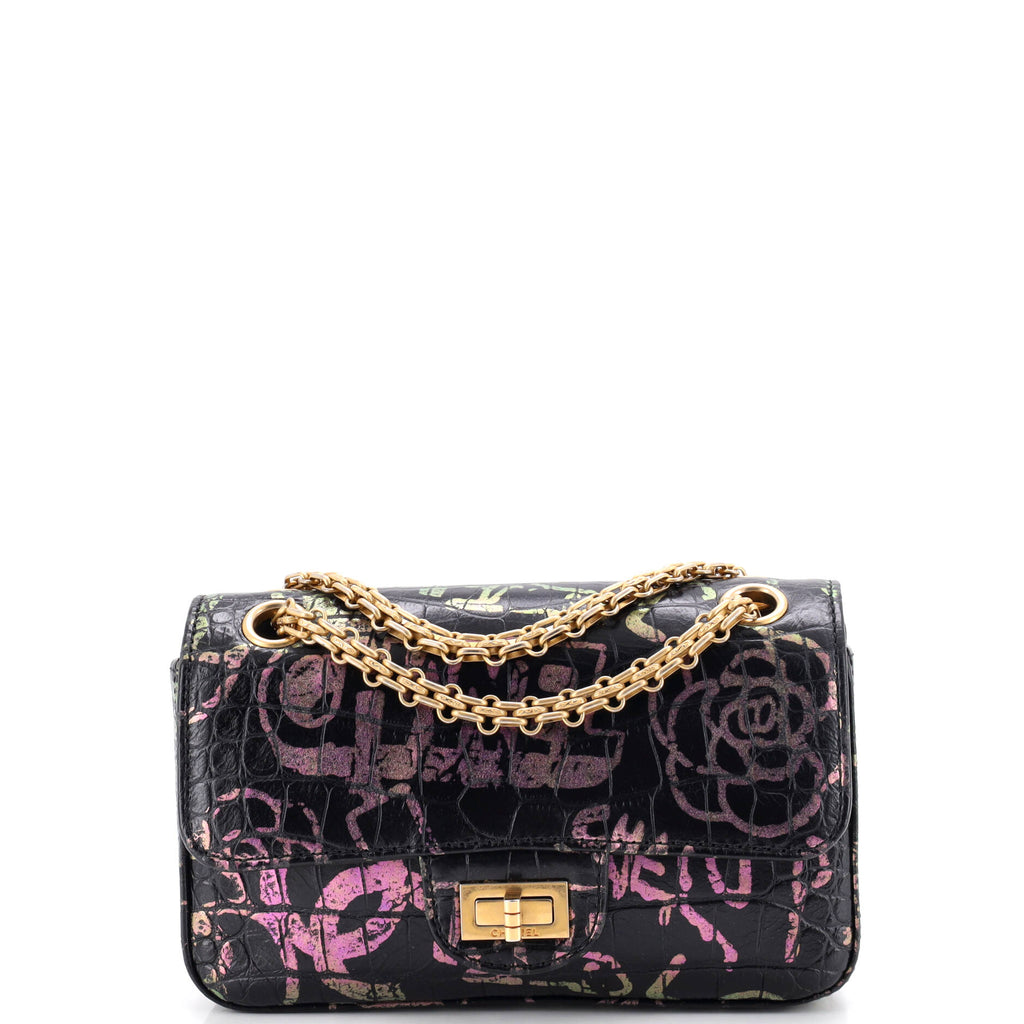 Chanel Reissue 2.55 Flap Bag Graffiti Crocodile Embossed Calfskin
