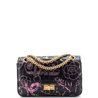 Chanel Reissue 2.55 Flap Bag Graffiti Crocodile Embossed Calfskin Mini