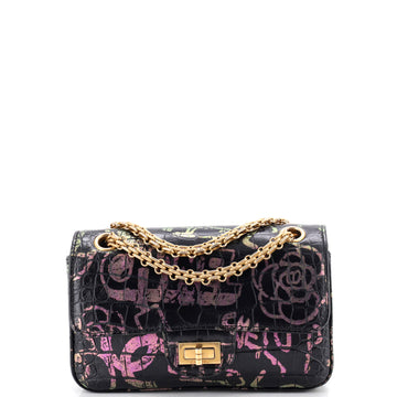Chanel Reissue 2.55 Flap Bag Graffiti Crocodile Embossed Calfskin Mini