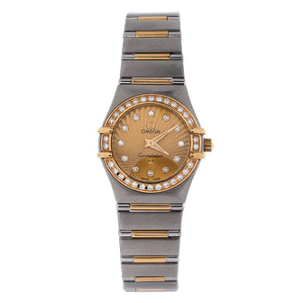Omega Constellation Quartz Watch Stainless Steel and Yellow Gold with Diamond Bezel and Markers 22