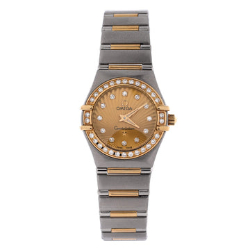 Omega Constellation Quartz Watch Stainless Steel and Yellow Gold with Diamond Bezel and Markers 22