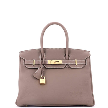 Hermes Birkin Handbag Grey Togo with Gold Hardware 30