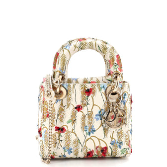 Christian Dior Lady Dior Chain Bag Embroidered Printed Calfskin Mini