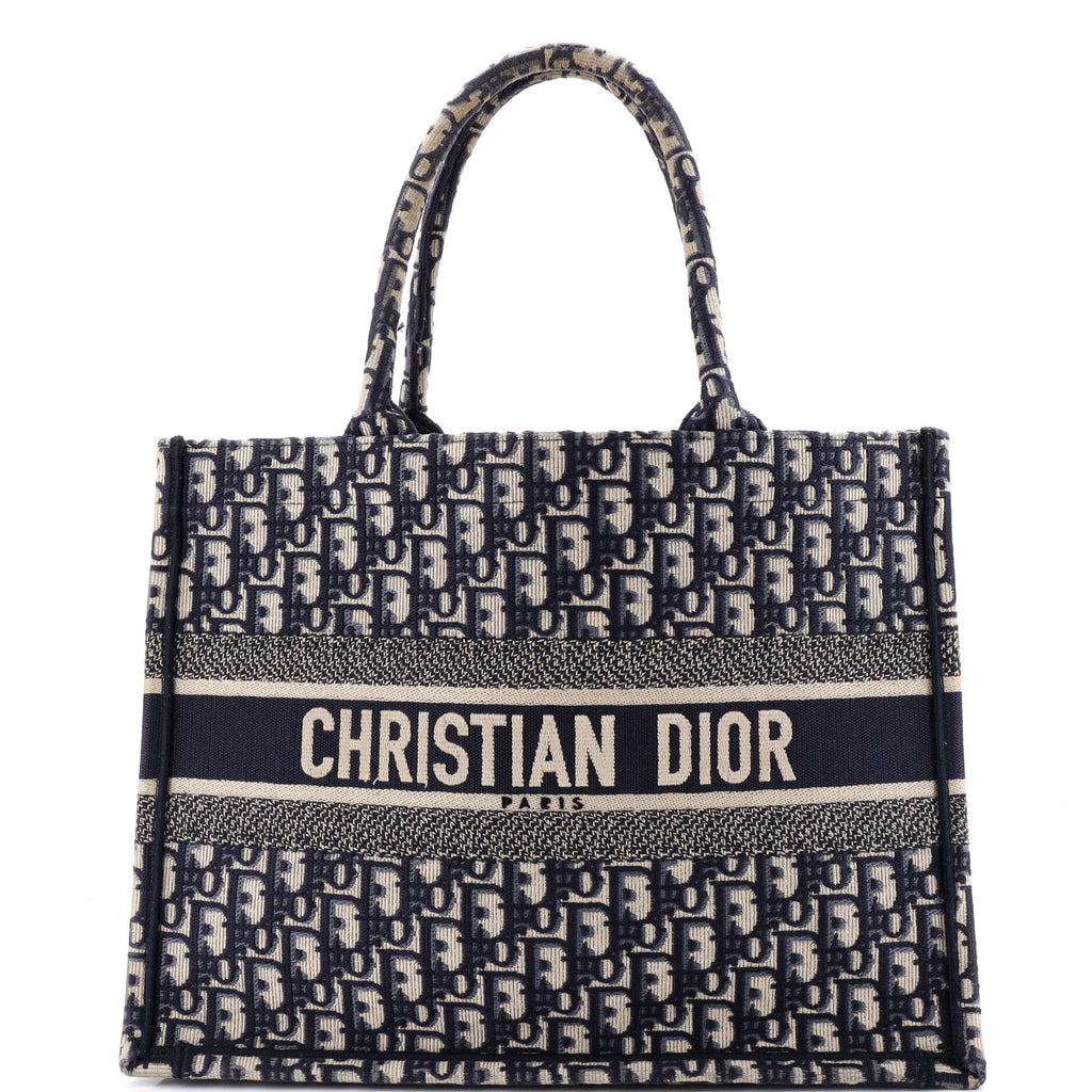 Christian Dior Book Tote Oblique Canvas Medium Blue 4437581