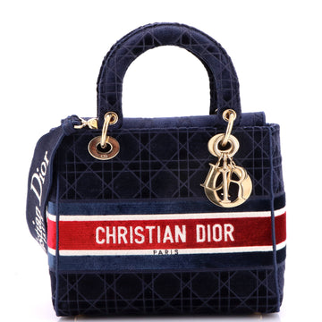 Christian Dior Lady D-Lite Bag Cannage Embroidered Velvet Medium
