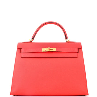 Hermes Kelly Handbag Rose Jaipur Epsom with Gold Hardware 32