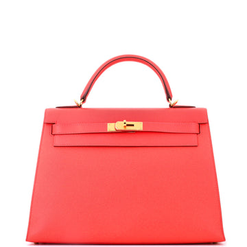 Hermes Kelly Handbag Rose Jaipur Epsom with Gold Hardware 32