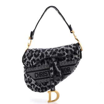Christian Dior Saddle Handbag Mizza Embroidered Canvas Medium