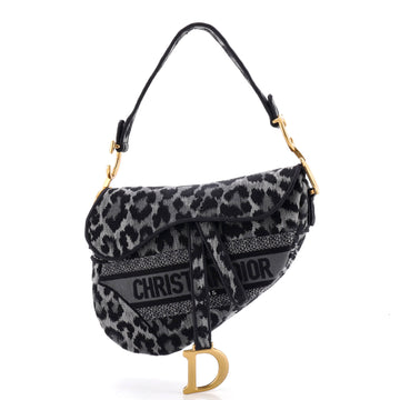 Christian Dior Saddle Handbag Mizza Embroidered Canvas Medium