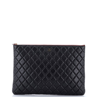 Chanel O Case Clutch Quilted Lambskin Large