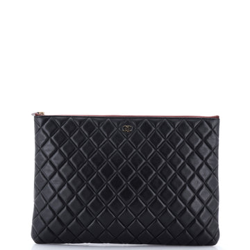 Chanel O Case Clutch Quilted Lambskin Large