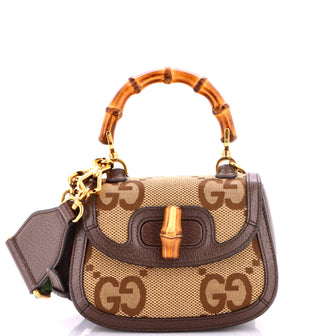 Gucci Bamboo 1947 Top Handle Bag Jumbo GG Canvas Mini