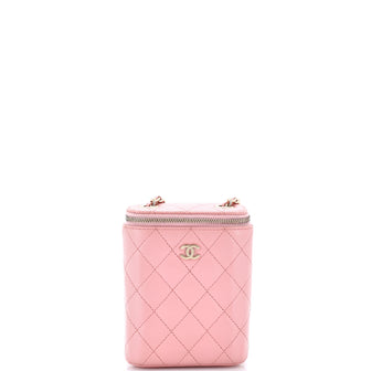 Chanel Vertical Classic Vanity Case with Chain Quilted Caviar Small