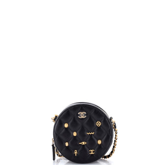 Chanel Egyptian Amulet Round Chain Clutch Quilted Calfskin Mini