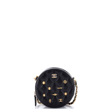 Chanel Egyptian Amulet Round Chain Clutch Quilted Calfskin Mini