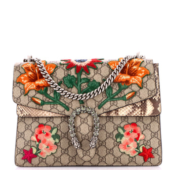 Gucci Dionysus Bag Embroidered GG Coated Canvas with Python Medium
