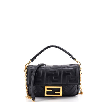 Fendi Baguette NM Bag Zucca Embossed Leather Mini