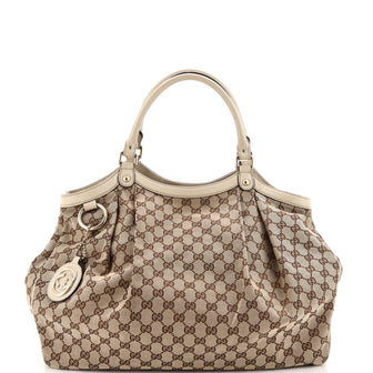 Gucci Sukey Tote GG Canvas with Leather Large