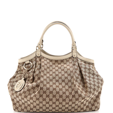 Gucci Sukey Tote GG Canvas with Leather Large