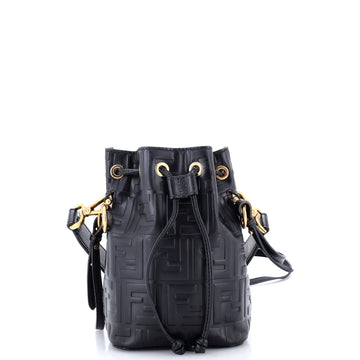 Fendi Mon Tresor Bucket Bag Zucca Embossed Leather Mini