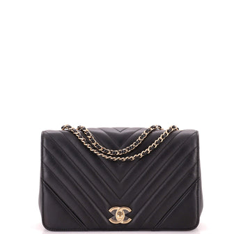 Chanel Statement Flap Bag Chevron Calfskin Small