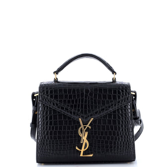 Saint Laurent Cassandra Top Handle Bag Crocodile Embossed Leather Mini