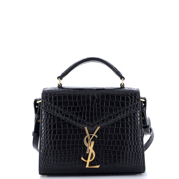Saint Laurent Cassandra Top Handle Bag Crocodile Embossed Leather Mini