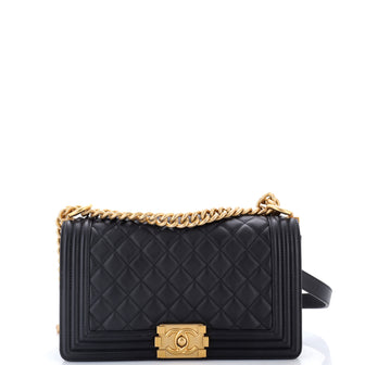 Chanel Boy Flap Bag Quilted Calfskin Old Medium