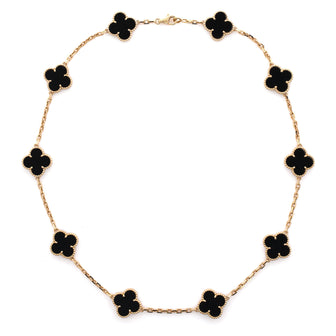 Van Cleef & Arpels Vintage Alhambra 10 Motifs Necklace 18K Yellow Gold and Onyx