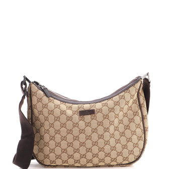 Gucci Saddle Zip Messenger Bag GG Canvas with Leather Medium