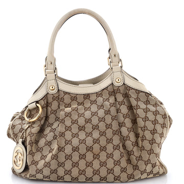 Gucci Sukey Tote GG Canvas with Leather Medium