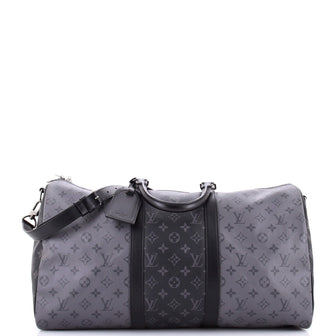 Louis Vuitton Keepall Bandouliere Bag Reverse Monogram Eclipse Canvas 50