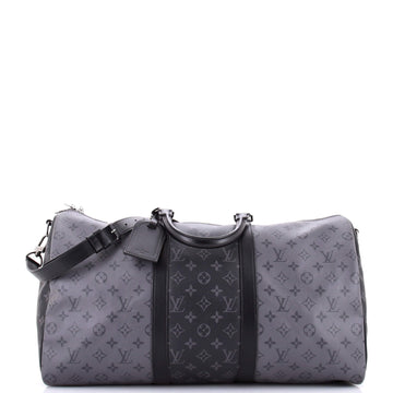 Louis Vuitton Keepall Bandouliere Bag Reverse Monogram Eclipse Canvas 50