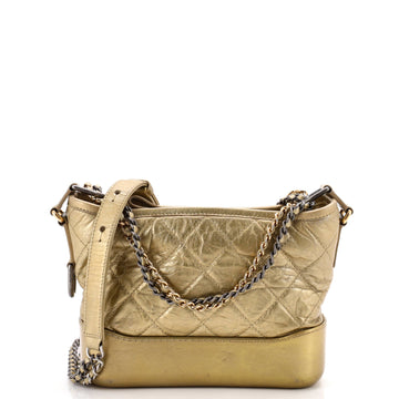 Chanel Gabrielle Hobo Quilted Metallic Aged Calfskin Small