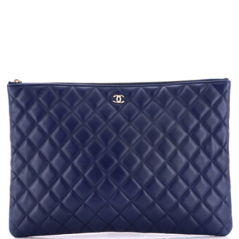 Chanel O Case Clutch Quilted Lambskin Large